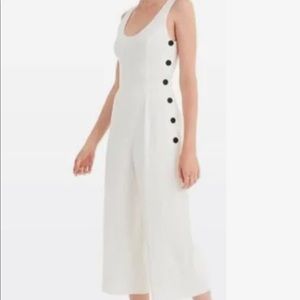 Club Monaco linen jumpsuit, ivory, back invisible zipper and hook, ankle-length